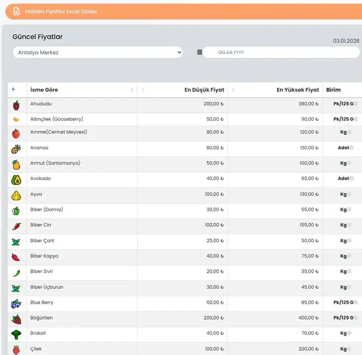 Antalya'da Güncel Sebze Meyve Fiyatları Açıklandı 3
